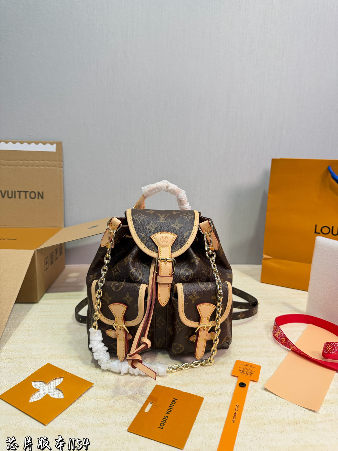 LV Denim Blue Rivet Backpack Monogram Canvas Cowhide 2